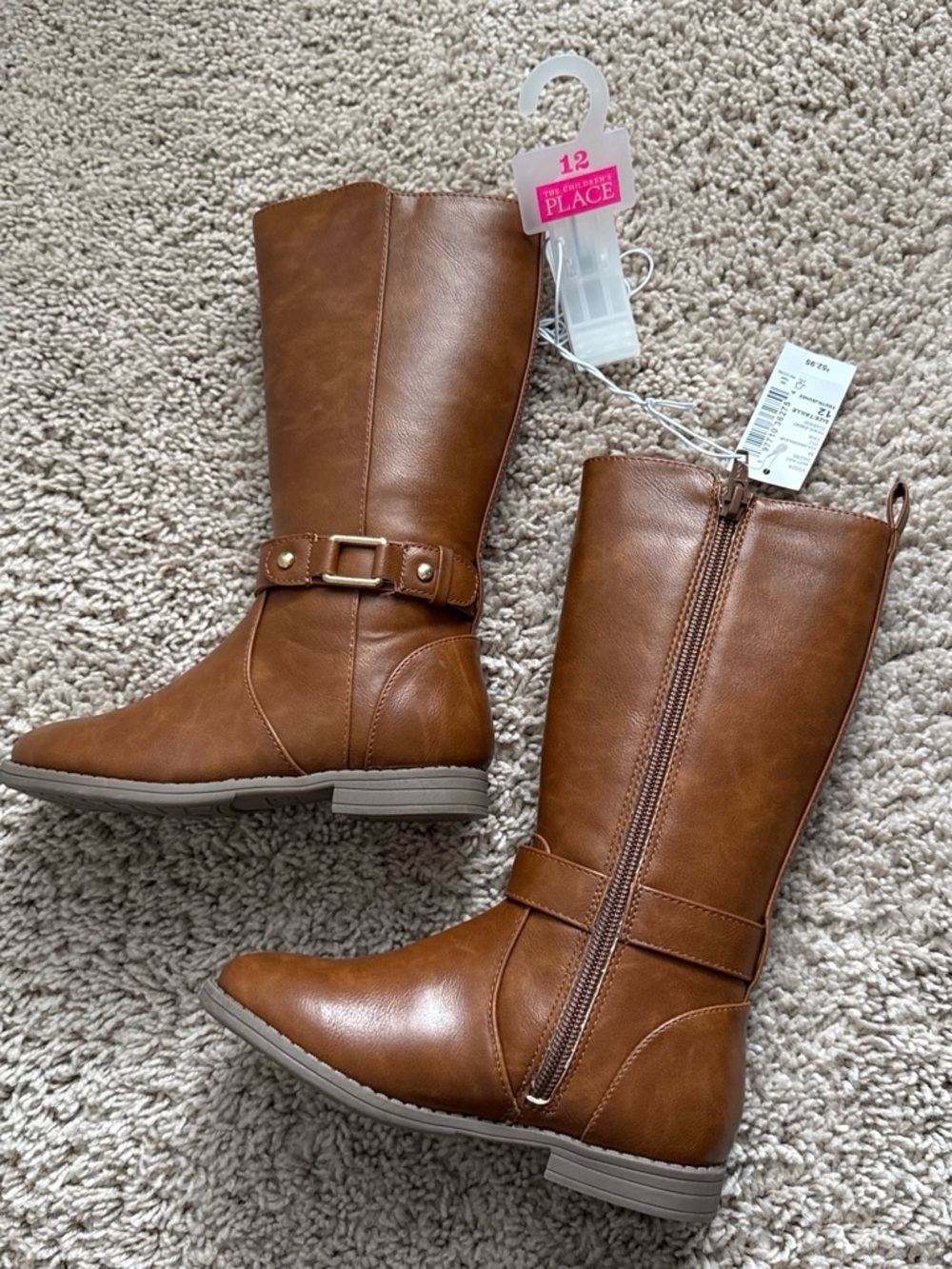 The Children's Place Girls' Brown Tall Buckle Riding Boots